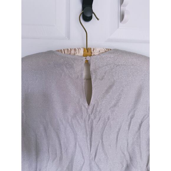 Tibi Shimmer Silver Mercerized Ruched Long Sleeve Top 8 Glam Holiday NYE Sparkly - Picture 6 of 8